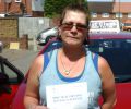 Jo with Driving test pass certificate